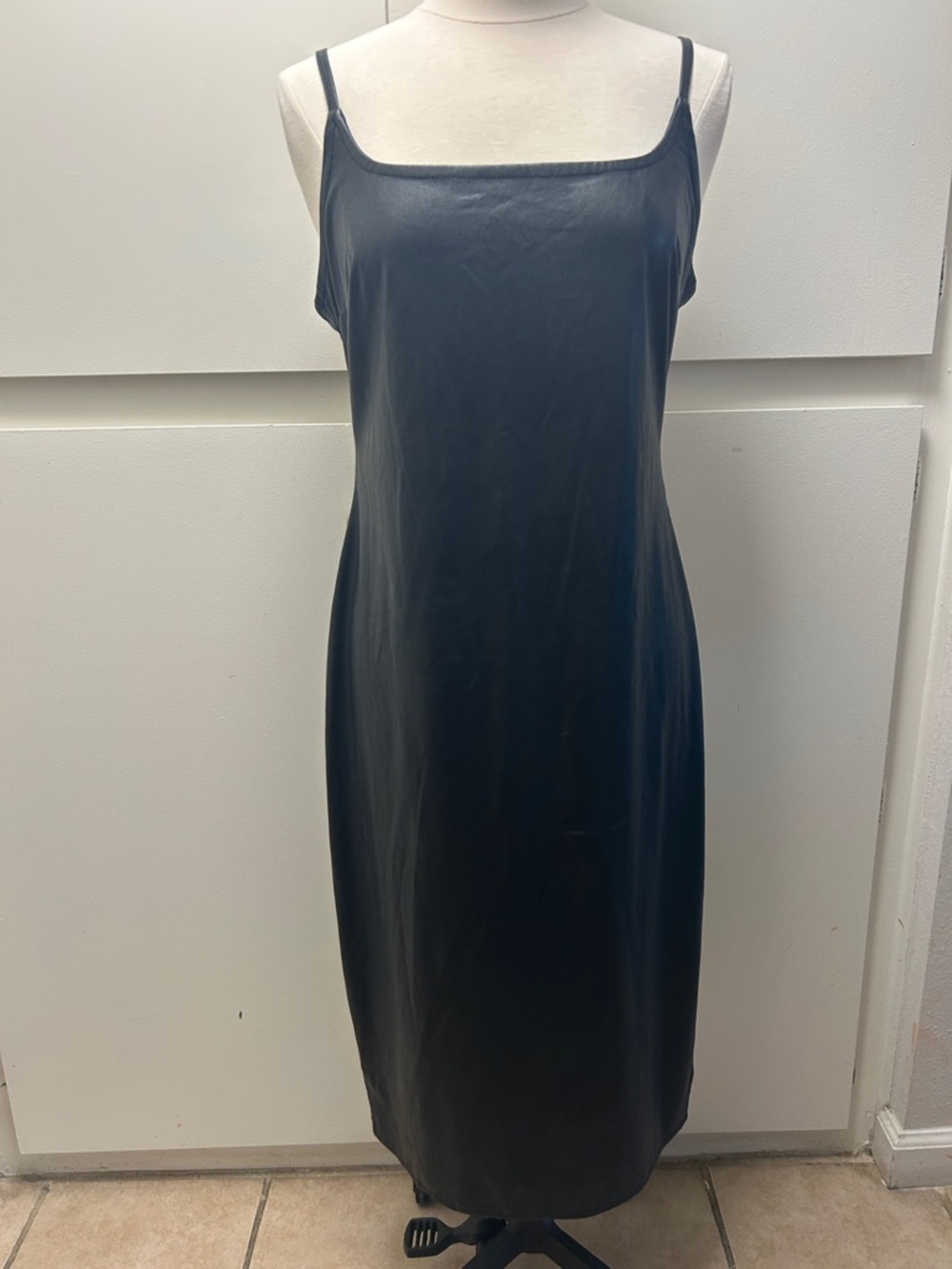 wild fable Black Midi Slip Dress with Thin Straps
